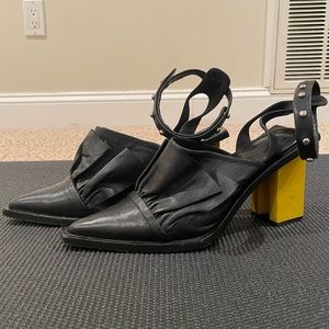 Elegant Black and Yellow Block Heels
